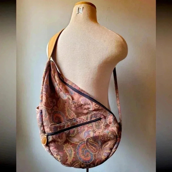 L.L. Bean Handbags - Vintage 90s L.L. Bean Ameribag Paisley Tapestry Sling Shoulder Bag Backpack